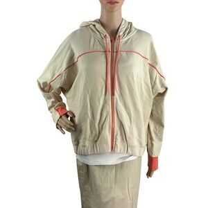 Johnny Was Calme Zip Up Dolman Hoodie Cream Lounge Cozy Size M